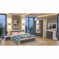 Dormitor Torino cu pat 160x200 cm Alb / Gri